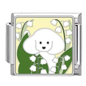 шарм "білий песик в траві"