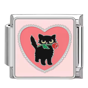 шарм “чорний кіт з трояндою”