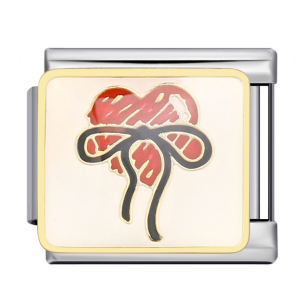 шарм “червоне серце з чорним бантиком”